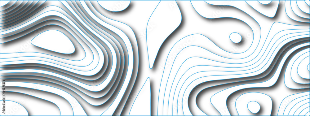 Poster abstract 3d layered topographical pattern design with fluid contours and elegant lines, perfect for 