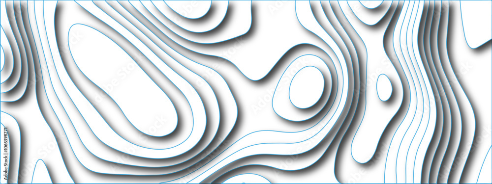 Poster abstract 3d layered topographical pattern design with fluid contours and elegant lines, perfect for 