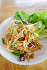 Mackerel spicy papaya salad, Thai cuisine