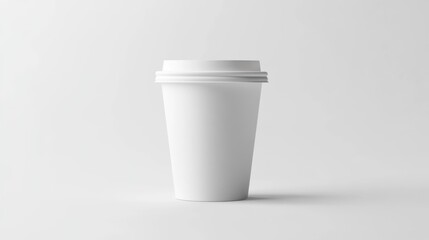 A white disposable coffee cup with a lid.