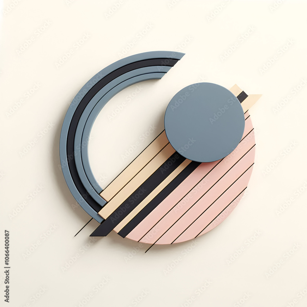 Poster a 3d rendered geometric abstract background and a circle within it. square ratio