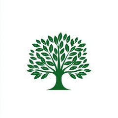 Friendly Green Tree Icon with Roots