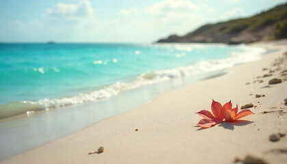 Autumn Leaf on Sandy Beach: Serenity by the Shore