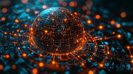 Obraz premium Interconnected Globe with Digital Lines and Nodes