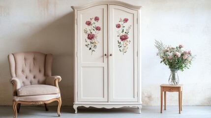 Charming Vintage Wardrobe with Floral Detailing