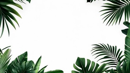 A minimalistic design featuring tropical leaves framing a blank space. Full HD or 4K Footage Video Animation - Powered by Adobe
