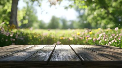 Naklejka premium wooden table and nature