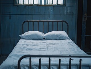 Bed isolated on metal background