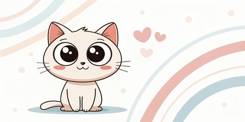minimalist cute cartoon cat background