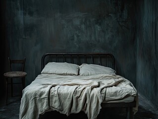 Bed isolated on metal background