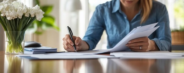 Financial advisor explaining mortgage papers to clients, professional setting, photo-realistic detail