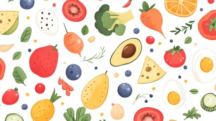 Colorful and Delightful Fruit and Vegetable Pattern