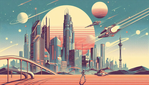 panorama of the future city. digital illustration.