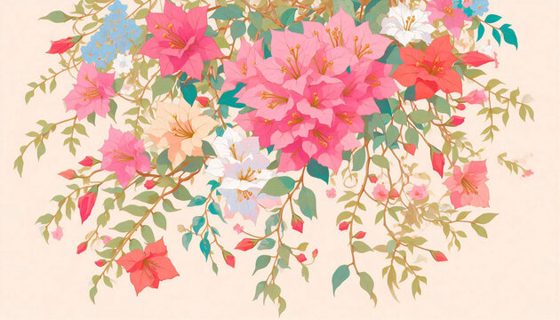 background with flowers. digital illustration.