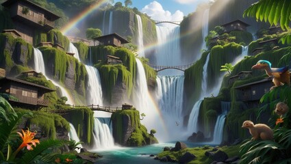 waterfall and rainbow