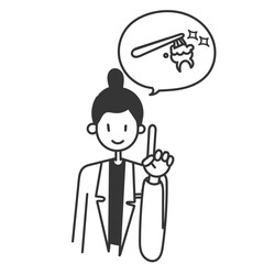 drawing cartoon doodle female doctor explains how to brush teeth