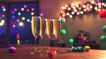 Glasses of champagne at new year party