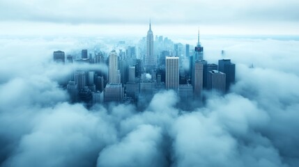 Virtual Reality Skyline in a Misty Atmosphere