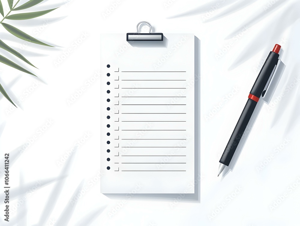 Poster flat plain background to do list pen copy space minimalist scene organization work from home product