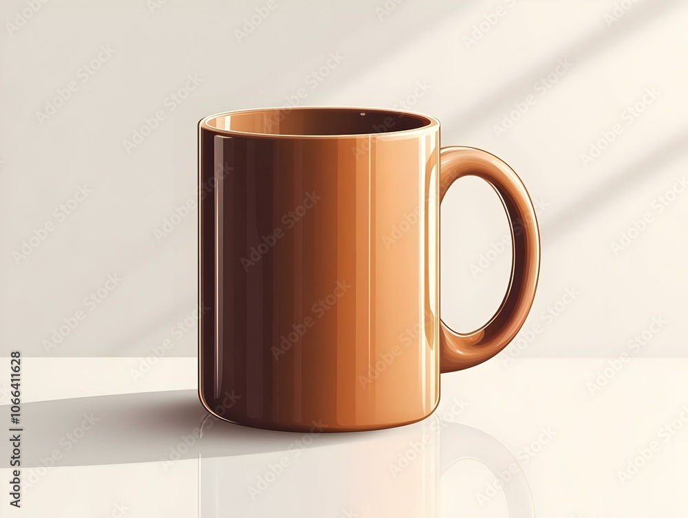 Poster flat glossy coffee mug on plain surface with copy space - high resolution image symbolizing comfort 