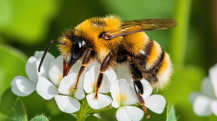 Bees pollinate flowers to sustain ecosystems and enhance biodiversity in nature
