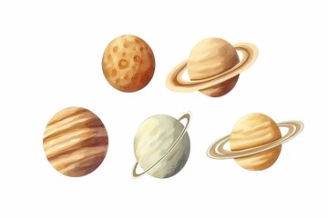 Watercolor Planets in Outer Space Design