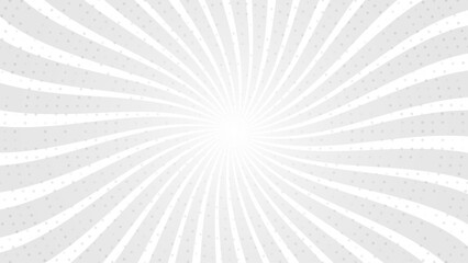 Retro starburst or sunburst background vector pattern. Gray background with white sun ray. Pattern of starburst. Abstract texture with light of sunburst. Radial beam of sunlight. Retro background