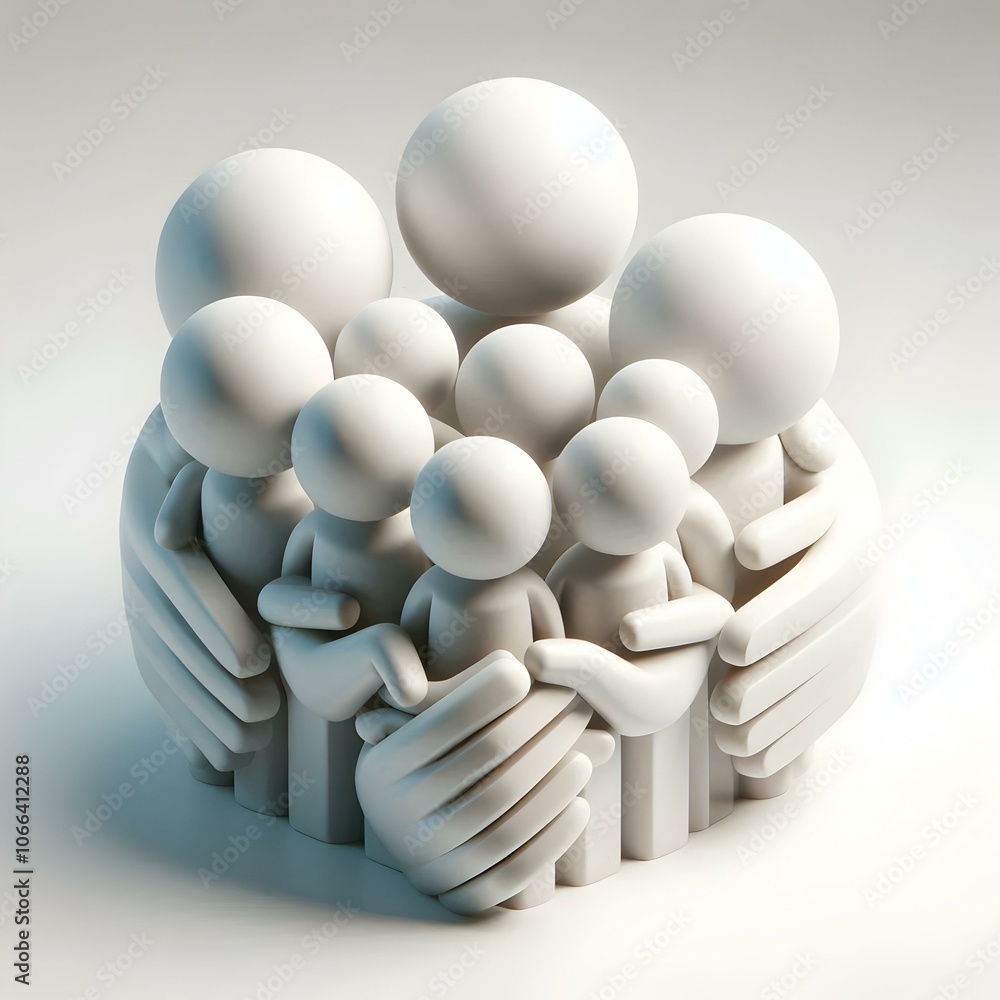 Poster 3d hands holding each other generations family values support minimalist design icon isolated white 