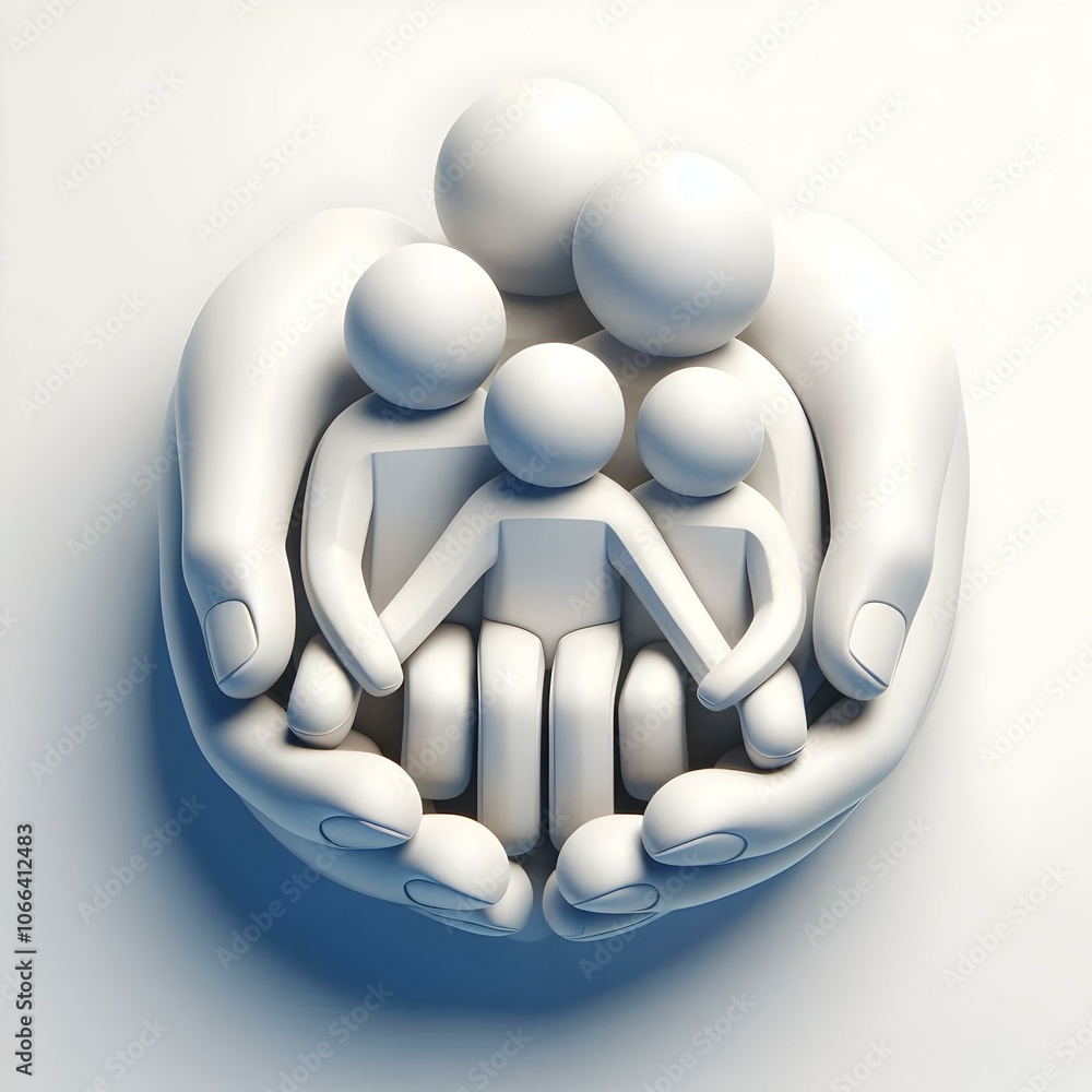 Poster 3d icon white background hands multi-generational family support generations clasping each other cle