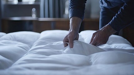 Person Cutting Open Vacuum-Sealed Mattress Bag