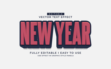 3d editable happy new year 2025 text effect graphic style template