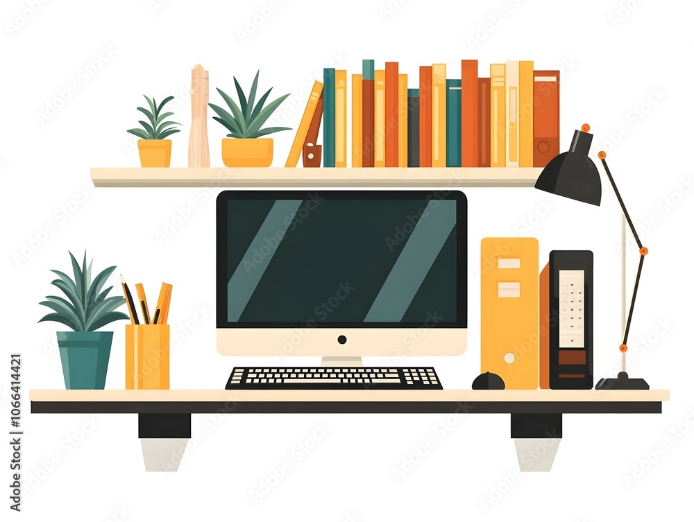 Poster flat glossy keyboard mouse plain desk copy space crisp image glossy devices clean organized setup ef