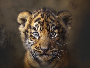 Obraz premium Close Up Portrait of a Adorable Tiger Cub - Wildlife Photography