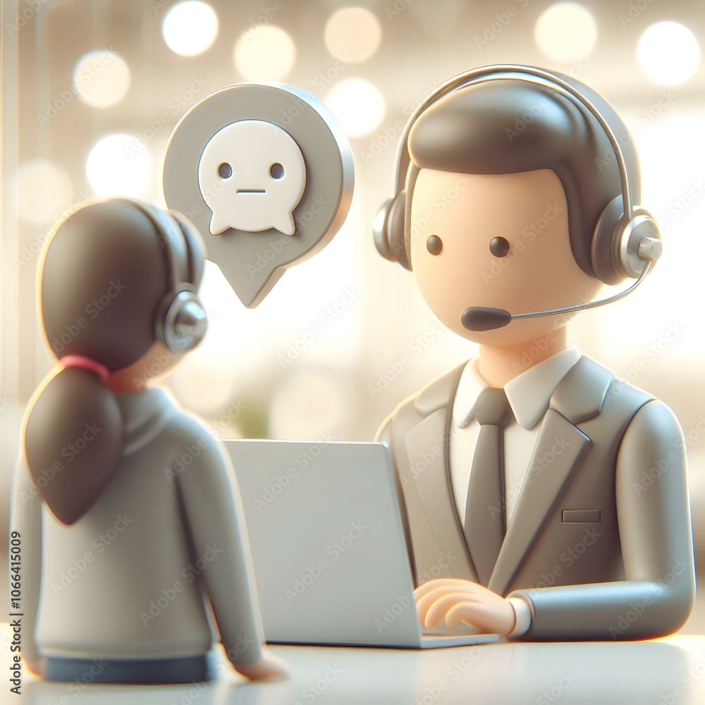 Aufkleber 3d empathetic customer service concept close-up macro of customer service representative listening a