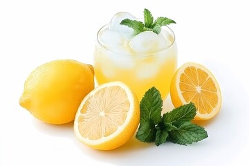 Vibrant Lemonade with Mint and Ice Refreshment