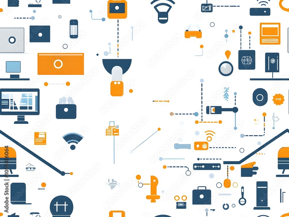 Poster futuristic smart home devices interaction macro shot enhancing efficiency work from home simple flat