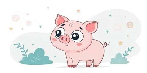minimalist cute cartoon pig background