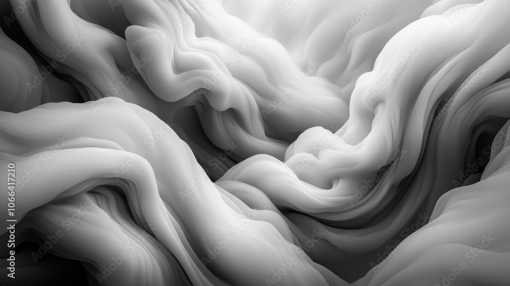 Poster abstract waves of soft, flowing forms create a serene and ethereal atmosphere, ai