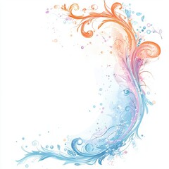 Elegant Hand-Drawn Wave Design with Floral Elements