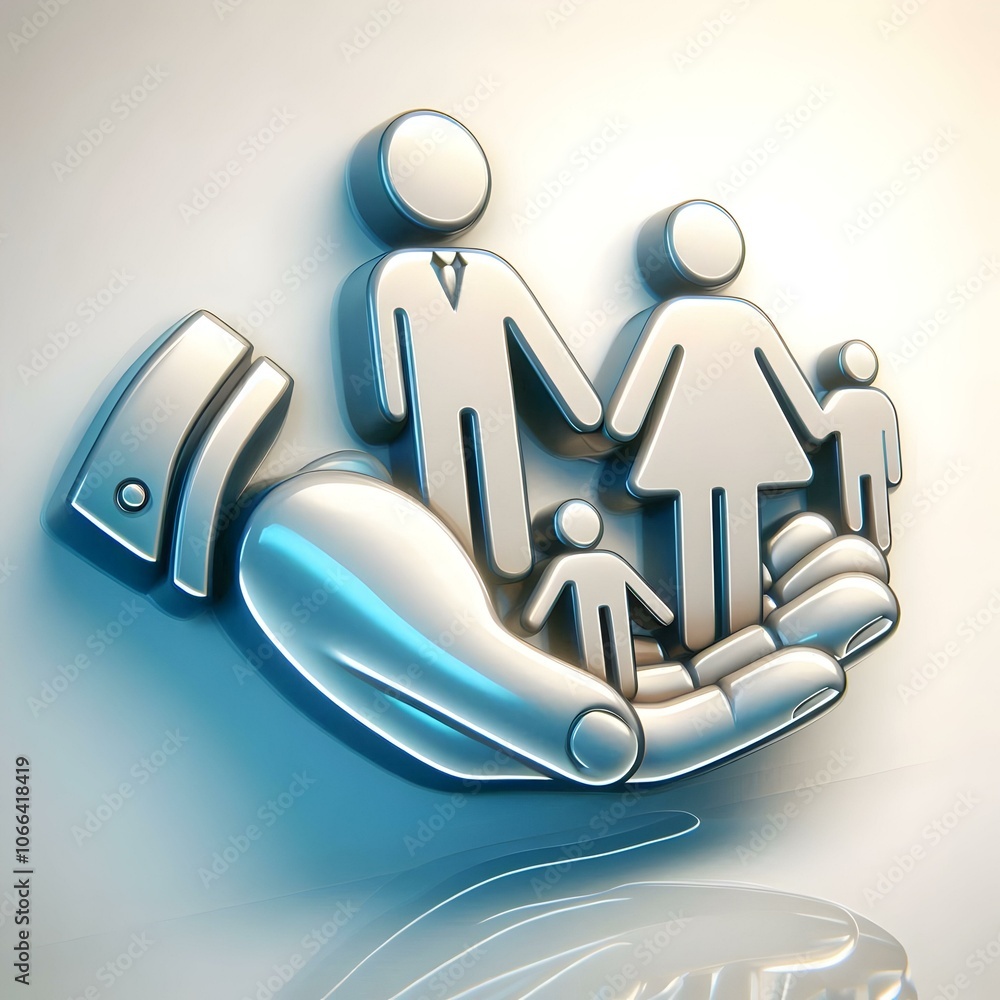 Poster 3d glossy background family hands passing down legacy concept with clean space for text on family va