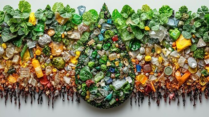 Fototapeta premium Concept of Pollution Represented with Recycled Materials