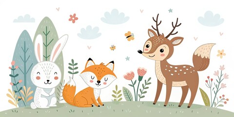 minimalist cute cartoon wildlife background