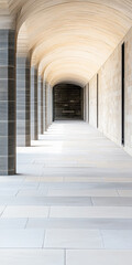 Obraz premium A tranquil corridor with arches and smooth stone flooring in a modern architectural space