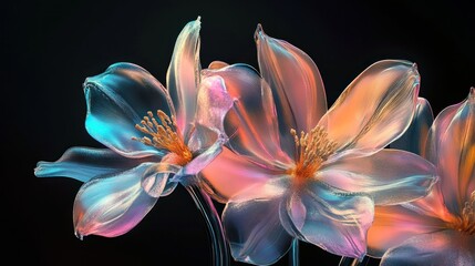 Glass Flowers in a Dark Room