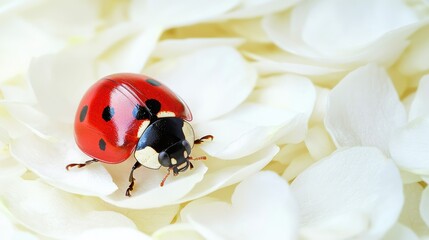 Obraz premium Explore the fascinating life of ladybugs as they enhance garden beauty among delicate petals