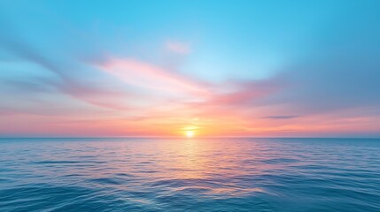 Obraz premium Breathtaking sunset over calm ocean waters paints a serene seascape experience