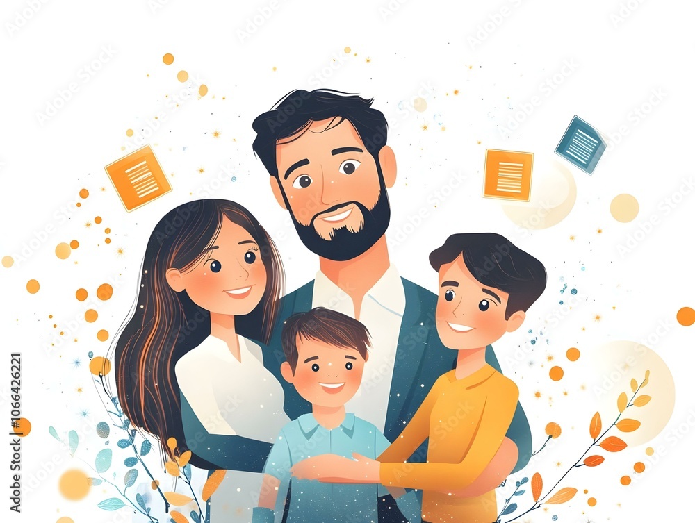Aufkleber holographic messages family bonding communication technology concept close-up flat macro vector illu