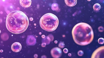 Fototapeta premium A vibrant depiction of colorful cell floating in a cosmic background.