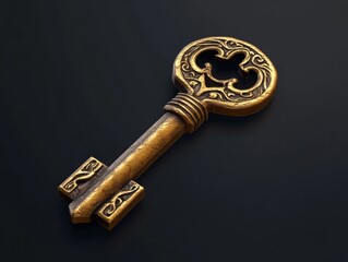 Elegant Golden Key Icon Symbolizing Trust, Security, and Exclusive Access in 3D Design