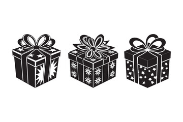 Christmas Gift Box Silhouette vector illustration, Gift Box Silhouette,  Gift Box Silhouette Bundle 